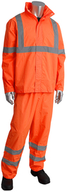 Protective Industrial Products 4X-Large - 5X-Large Hi-Viz Orange Viz™ 150 Denier Polyester 2-Piece Rain Suit