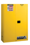 Justrite™ 45 Gallon Yellow Sure-Grip® EX 18 Gauge Cold Rolled Steel Safety Cabinet With (2) Manual Close Doors And (2) Shelves (For Flammables)