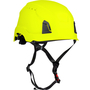 Protective Industrial Products Hi-Viz Yellow Traverse™ ABS Micro Brim Industrial Climbing Helmet With Wheel/4 Point Ratchet Suspension