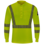 Bulwark® Medium Hi-Viz Yellow Modacrylic/Lyocell/Aramid Flame Resistant Long Sleeve Henley With Four-Button Placket Closure