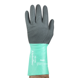 Ansell Size 7 Light Glass Green And Anthracite Gray AlphaTec® Nylon Lined Nitrile Chemical Resistant Gloves