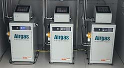 A row of three Airgas gas mixers.