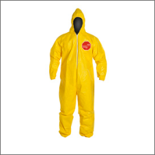 DuPont Tychem 2000 10-mil yellow polyethylene-coated disposable hooded bib-pants/protective coveralls