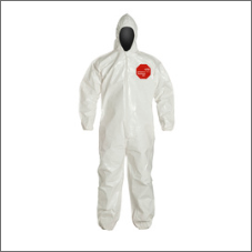 DuPont Tychem 4000 12-mil white disposable hooded protective bib-pants/coveralls