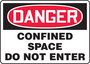 Accuform Signs® 10" X 14" White/Red/Black Plastic Safety Sign "DANGER CONFINED SPACE DO NOT ENTER"