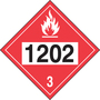 Accuform Signs® 10 3/4" X 10 3/4" White/Black/Red Adhesive Vinyl DOT Placard "1202 (DIESEL FUEL) HAZARD CLASS 3 (WITH GRAPHIC)"