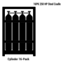 Industrial Grade Oxygen, 16 Pack Size 250 High Pressure Steel Cradle, CGA 540