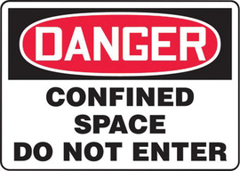 Accuform Signs® 7" X 10" Red/Black/White Adhesive Vinyl Safety Sign "DANGER CONFINED SPACE DO NOT ENTER"