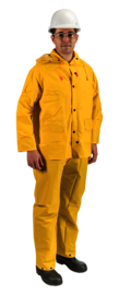 RADNOR® X-Large Yellow .32 mm Polyester And PVC 3 Piece Rain Suit (Includes Jacket With Front Snap Closure, Detached Hood And Snap Fly Bib Pants)