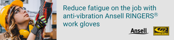 Reduce fatigue on the job with anti-vibration Ansell RINGERS® work gloves
