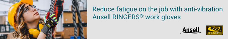 Reduce fatigue on the job with anti-vibration Ansell RINGERS® work gloves