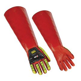 Ansell Size 10 Black And Hi-Viz Green Over Red RINGERS GLOVES® 075 PVC Chemical Resistant Gloves