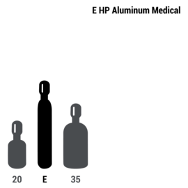 0.3% Carbon Monoxide, 0.3% Methane, 21% Oxygen Balance Nitrogen Lung Diffusion Grade, Size E High Pressure Aluminum Medical Cylinder, CGA-973