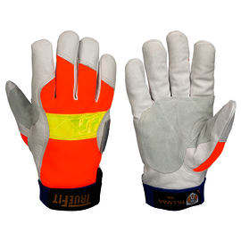 Tillman® X-Large Orange, Gray And Yellow TrueFit™ Goatskin/Spandex/Reflective Stripe Thinsulate® Lined Gloves