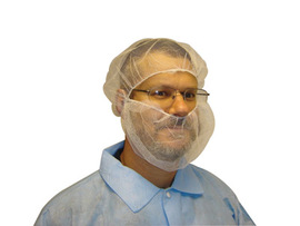 RADNOR™ One Size Fits Most White Spunbond Polypropylene Stretched Beard Cover