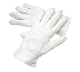 RADNOR® Large White Cabaret™ Heavy Weight Cotton Inspection Gloves With Rolled Hem Cuff